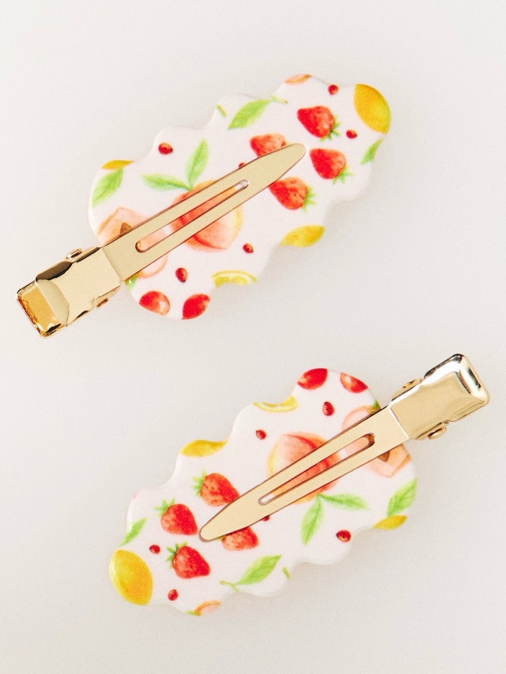 Anthropologie Picnic Collection Fruit Scalloped Crease-Free Hair Clips